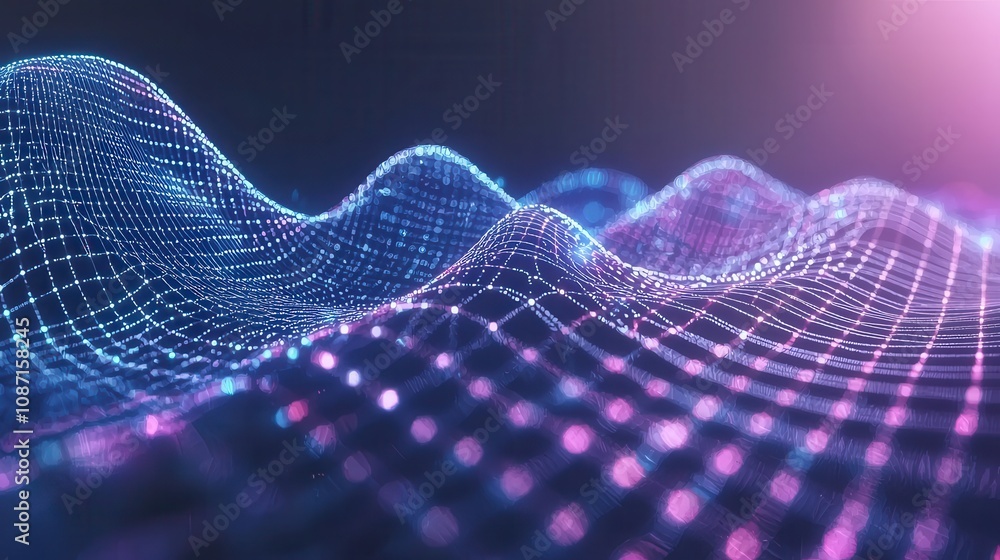 Aufkleber dynamic digital wave visualization virtual environment abstract art technology concept futuristic pe