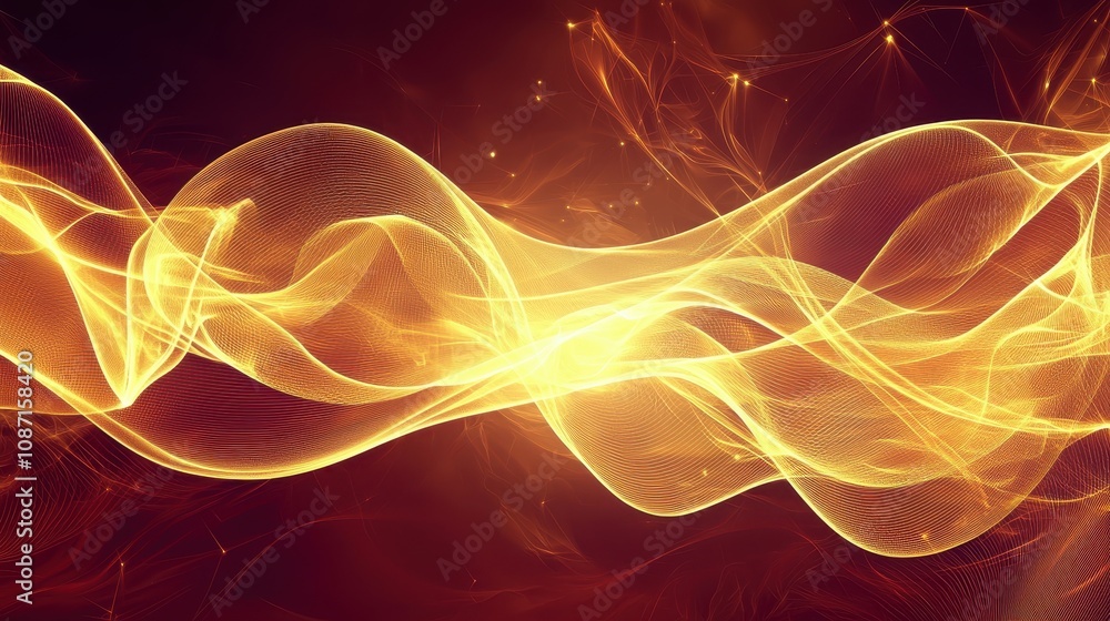Poster dynamic flowing waves of light abstract art minimalist style digital creation vibrant colors visual 