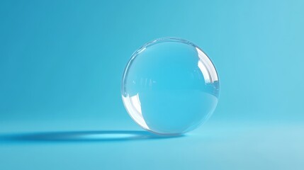 A glossy sphere rests on a serene light blue background, symbolizing clarity and modern design, ideal for themes of nature and abstract concepts, highlighting its relevance in contemporary art