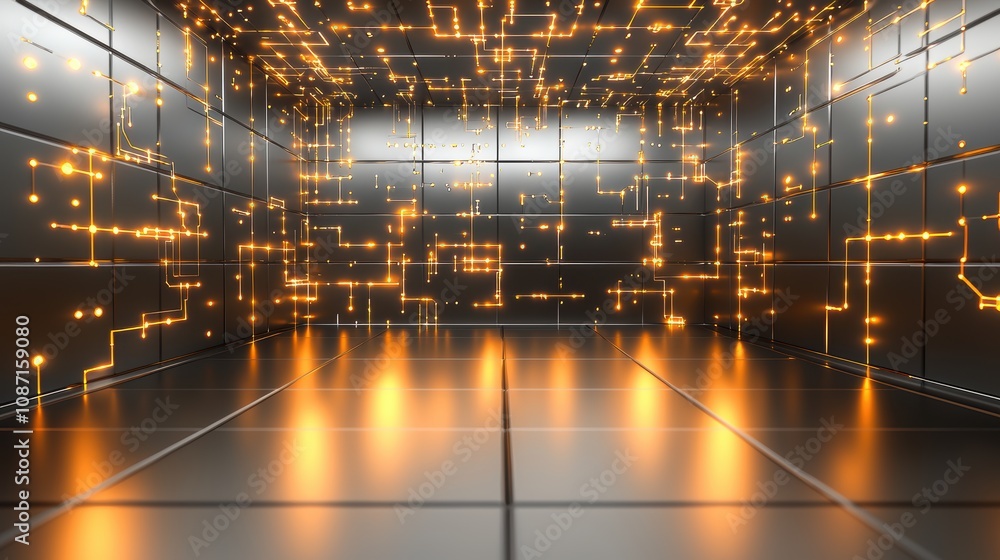 Poster digital innovation showcase virtual space futuristic design high-tech environment abstract perspecti