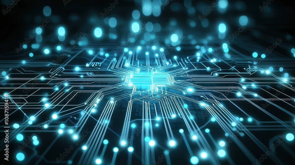 Poster innovative technology event digital circuitry showcase virtual environment futuristic concept global
