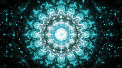 Fototapeta premium Digital mandala art design abstract visualization high-tech environment futuristic viewpoint conceptual aesthetics