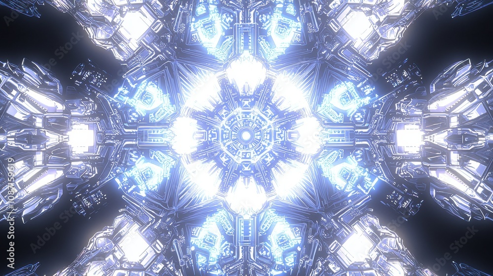 Poster futuristic light patterns digital space abstract art high-tech environment close-up view visual inno