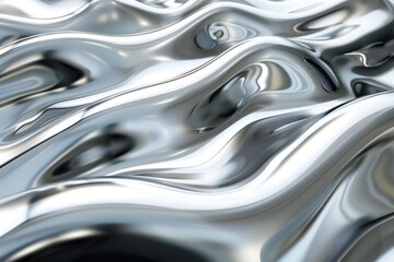Silver Liquid Metal Flows Smoothly, Creating a Visually Stunning Effect