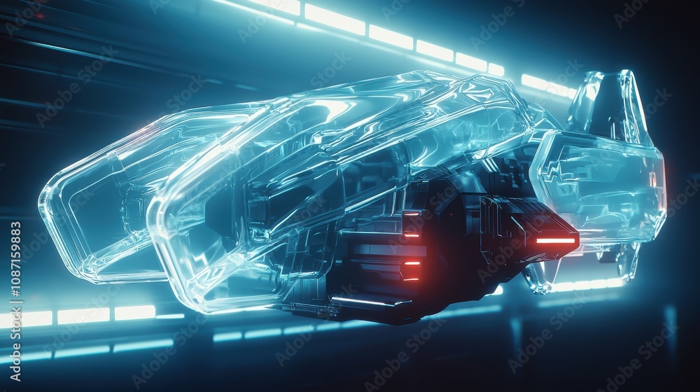 Poster futuristic spacecraft concept sci-fi environment digital art high-tech setting close-up view innovat
