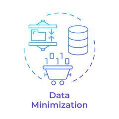 Data minimization blue gradient concept icon. GDPR Principle. Collecting only necessary data for processing. Round shape line illustration. Abstract idea. Graphic design. Easy to use in article