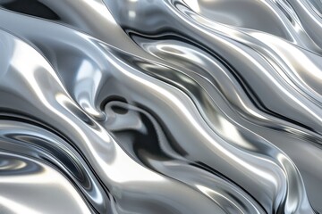 Silver Liquid Metal Flows Smoothly and Elegantly Across the Frame