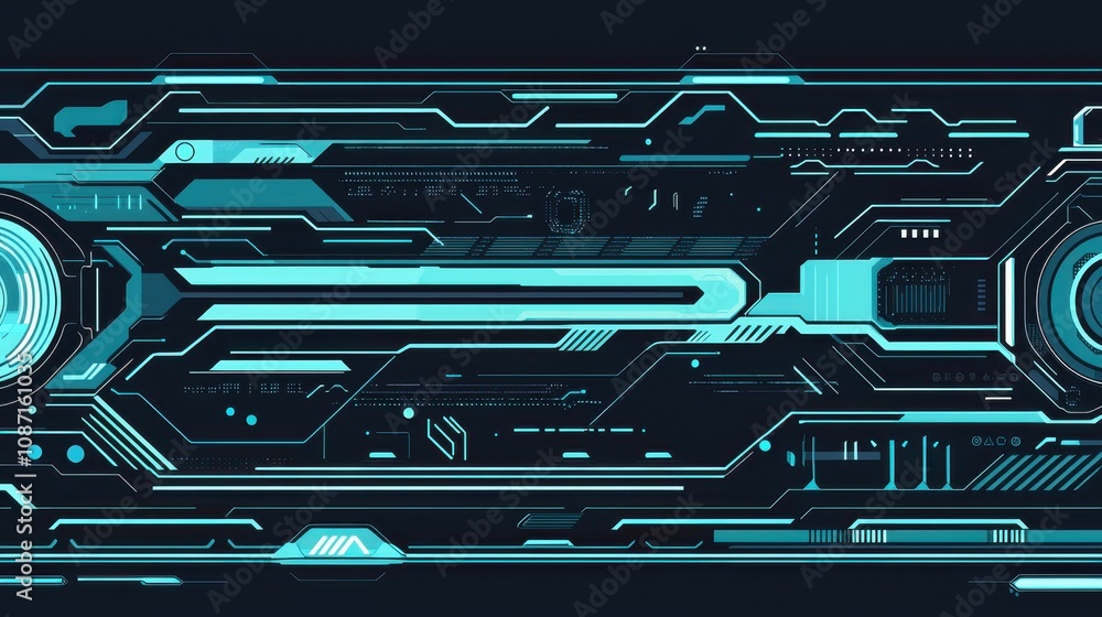 Poster futuristic digital interface design virtual environment graphic art high-tech abstract conceptualiza