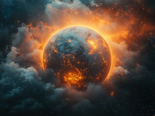 Obraz premium A vision of hope for a sustainable future earth’s resilience amidst challenges digital art cosmic environment optimistic perspective