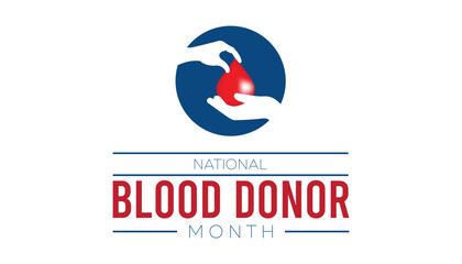 National Blood Donor Month observed each year during January. Healthcare Medical Awareness concept. Vector template for banner, greeting card, poster with background.