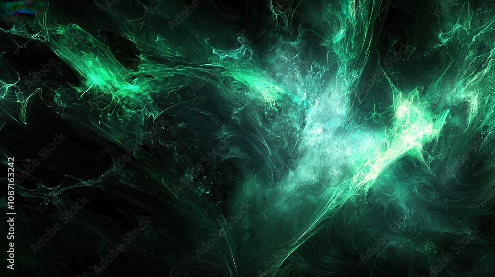 Poster dynamic green abstract art digital creation conceptual environment visual exploration modern aesthet