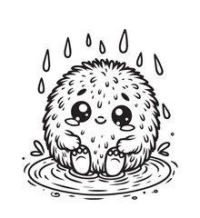 Coloring page education kiwi fruit rain 