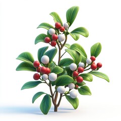 Festive Holly Sprig: A charmingly rendered illustration of a holly sprig adorned with vibrant red and white berries, perfect for adding a touch of holiday cheer to your designs. 