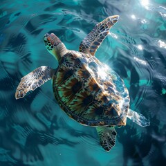 a sea turtle swimming in the water