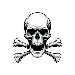Skull and Crossbones Icon on Black and White Vector Backgrounds