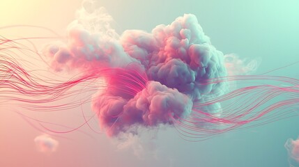 Cloud Storage Concept with Data Flow and Soft Natural Lighting