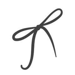 Bow ribbon knot line icon. Outline hand drawn vintage element of gift box and decoration of holiday. Birthday, Christmas present wrap mascot, simple cute bow with rope icon vector illustration