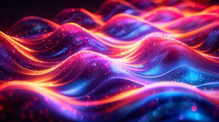 Obraz premium Abstract Neon Wave Background: A vibrant and dynamic backdrop featuring bold colors, wavy lines, and neon accents