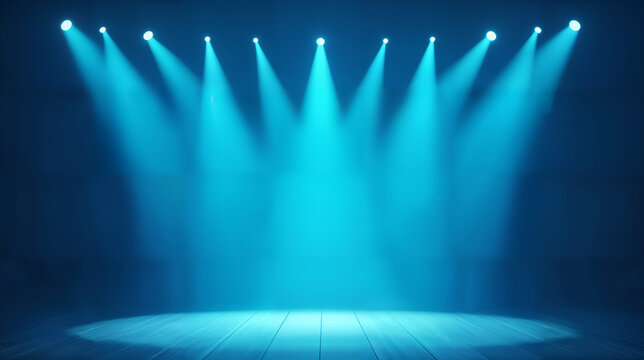 Interactive Light Blue Cyclorama Stage Ideal for Innovative Performances and Workshops