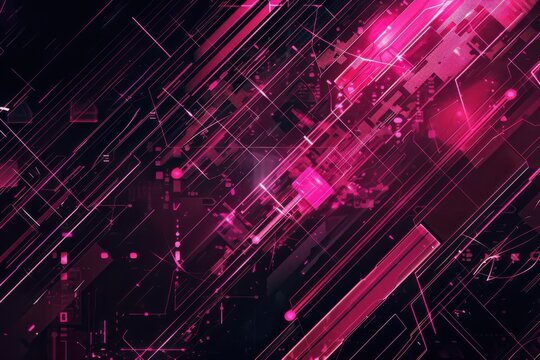 Abstract Pink Light Trails Animate Dynamically Across Dark Background