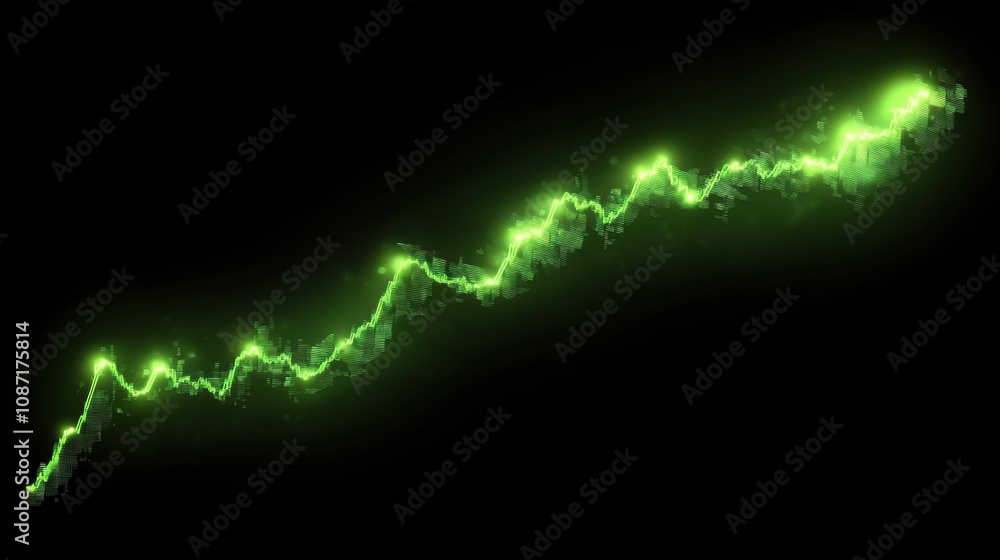Aufkleber vibrant green glowing energy wave illustrating growth and progress in an abstract digital design wit