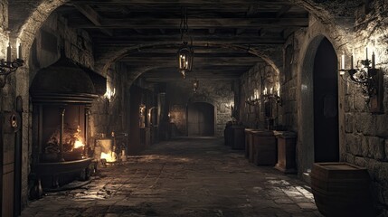 Obraz premium Burning Village Interior 