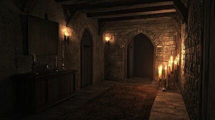 Fototapeta premium Burning Village Interior 