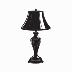 Obraz premium Table lamp silhouette vector illustration. Desk Lamp Modern Black Silhouette Vector Illustration. 