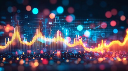 Vibrant Data Visualization Graphs and Charts Symbolizing Statistical Analysis and Information