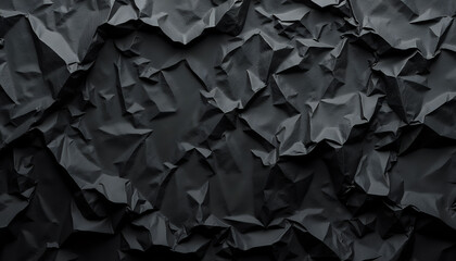 a sheet of black crumpled paper as a texture or background photo