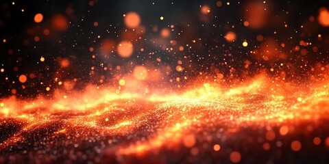 Obraz premium Fire with particles on black background, red fire, fire in the night, Fire flames on black background 