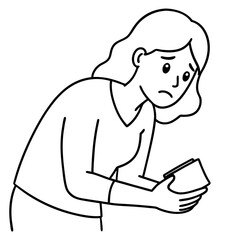 woman who has lost wallet looks anxiously