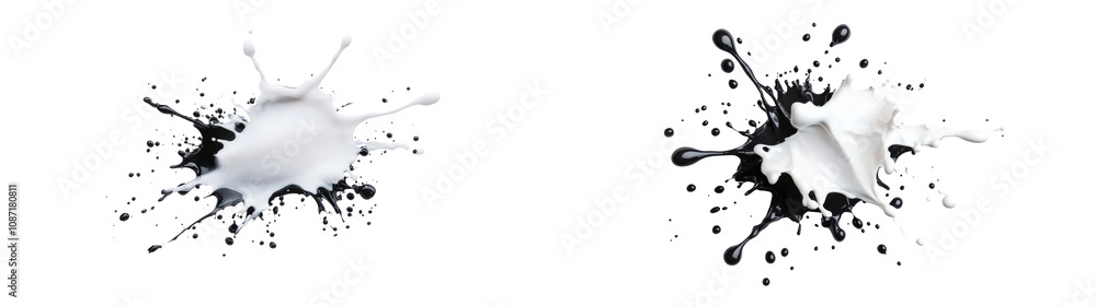 Aufkleber dynamic splashes of black and white paint creating an abstract art piece during a creative session i
