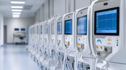 Rows of Lab Equipment in Sterile Research Laboratory:Science and Technology Concept
