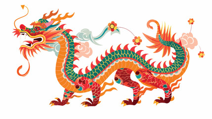 Chinese New Year Dragon Vector Isolated on White Background