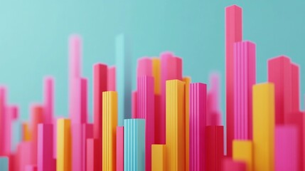 Obraz premium Disrupted Urban Landscape:3D Geometric Cityscape with Financial Prediction Models