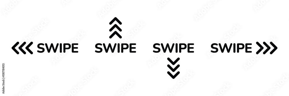 Poster swipe icon set. swipe button symbols. scrolling slide icons. vector scalable graphics. social media 