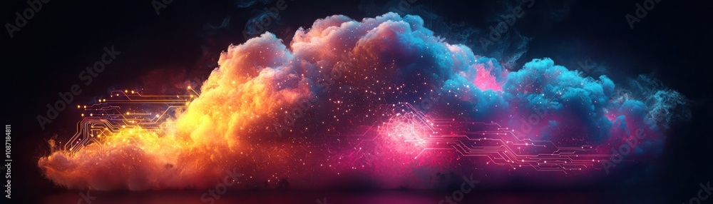 Poster dynamic visualization of artificial intelligence in a futuristic digital landscape concept art abstr