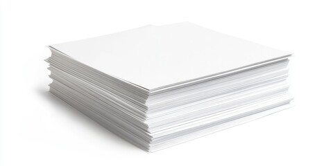 A collection of printed paper sheets is seen, positioned separately against a white background, clearly demonstrating the stack of papers.