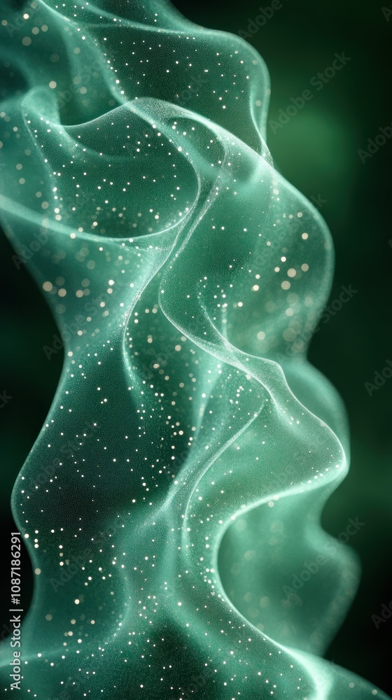 Aufkleber ethereal flowing shapes with sparkling particles in a dark background.