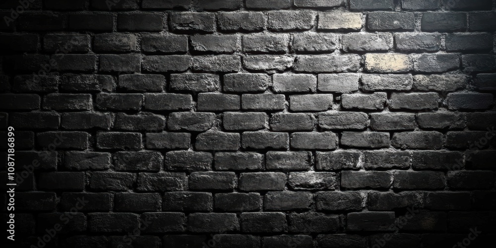 Poster abstract black brick wall texture for pattern background. brickwork background for design