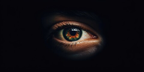An eye of a drug user set against a dark backdrop symbolizes the concept of drug awareness, highlighting the serious issues related to drug use and its impact.