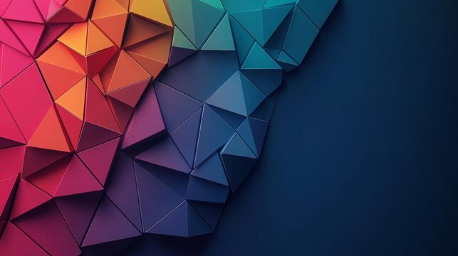 Vibrant geometric backdrop featuring overlapping polygons, ideal for advertising, high-resolution canvas with a modern aesthetic