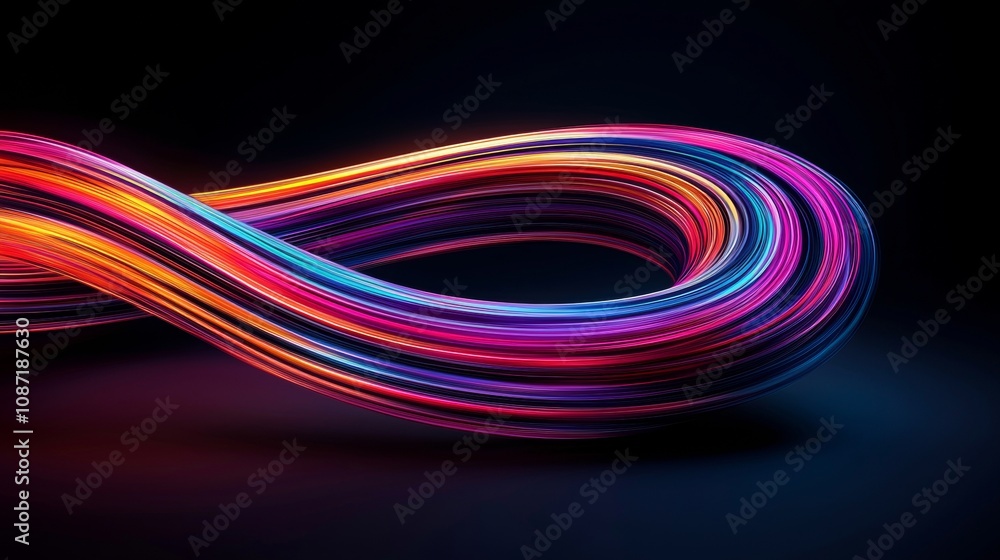 Poster dynamic multicolored light trails intertwining in an energetic display, perfect for captivating adve