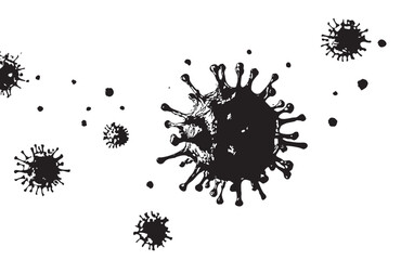 A vector line art illustration of a virus, with intricate geometric details