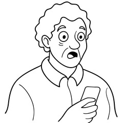 Obraz premium elderly man with phone is shocked