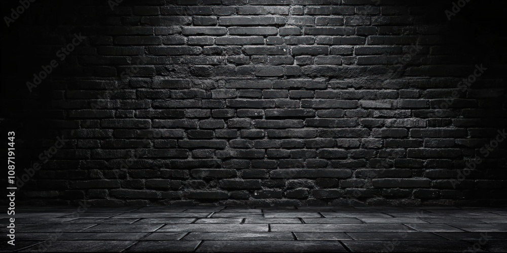 Poster abstract black brick wall texture for pattern background. brickwork background for design