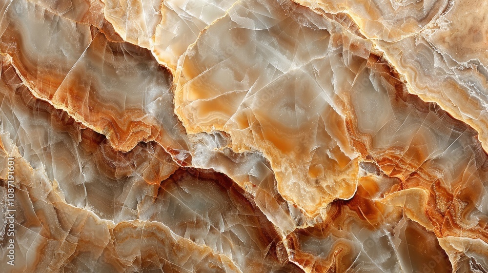 Poster a close-up view of multicolored onyx stone showcasing intricate patterns and textures in natural lig