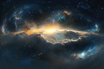 cosmic background with nebulae and stars