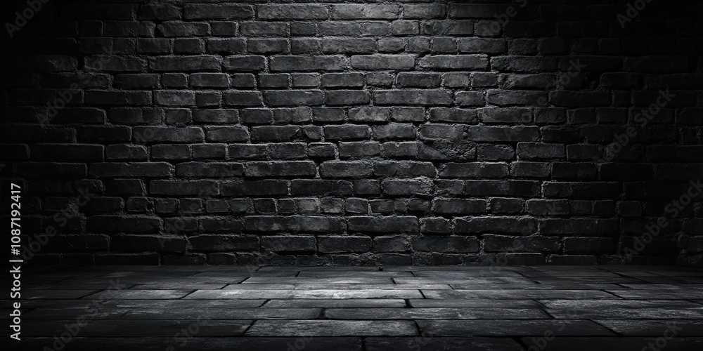 Poster abstract black brick wall texture for pattern background. brickwork background for design